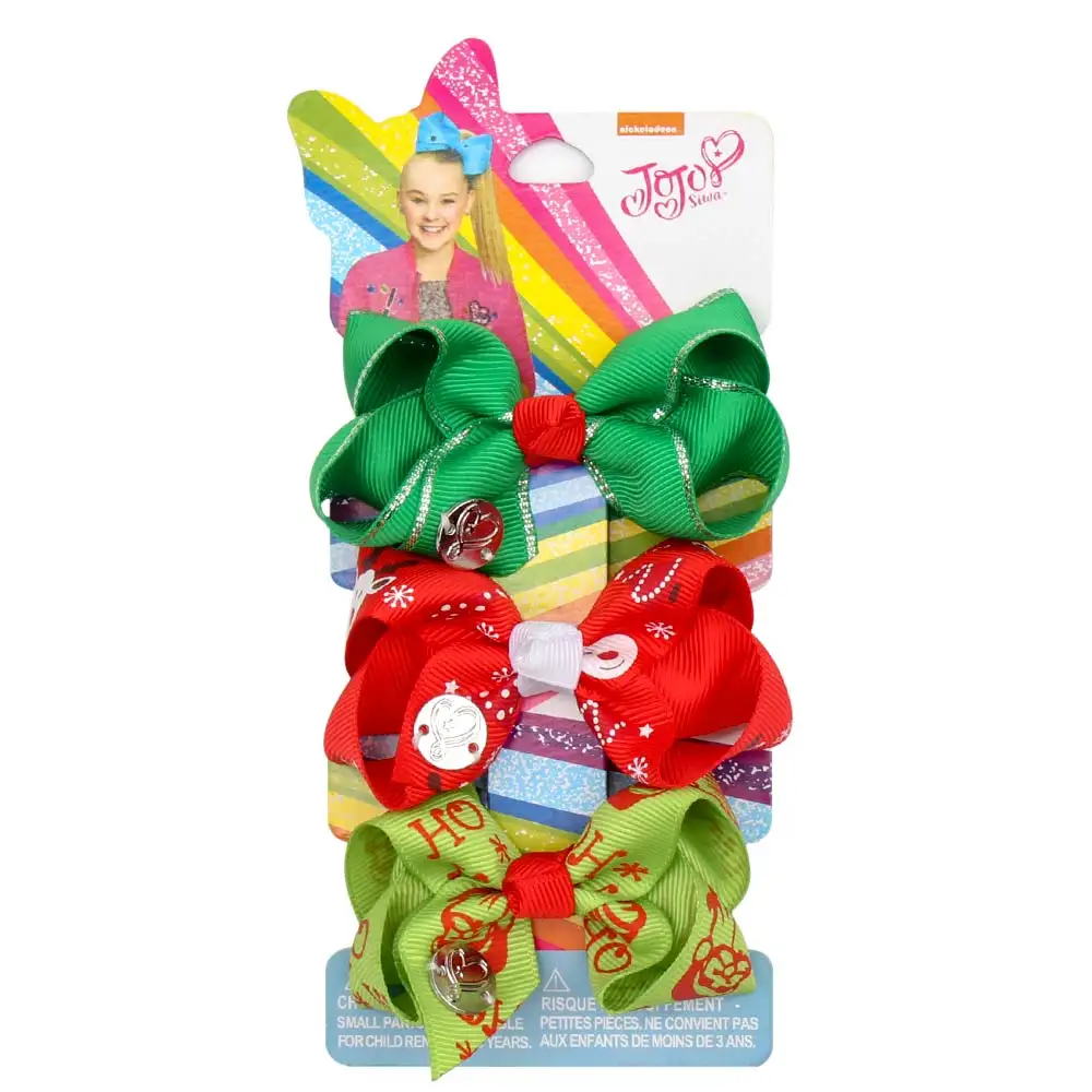 3 шт./компл. " Рождество Jojo Siwa волос банты дети печати заколки для волос в виде банта заколки для волос для девочек ручной работы рождественские аксессуары для волос подарок - Цвет: 4