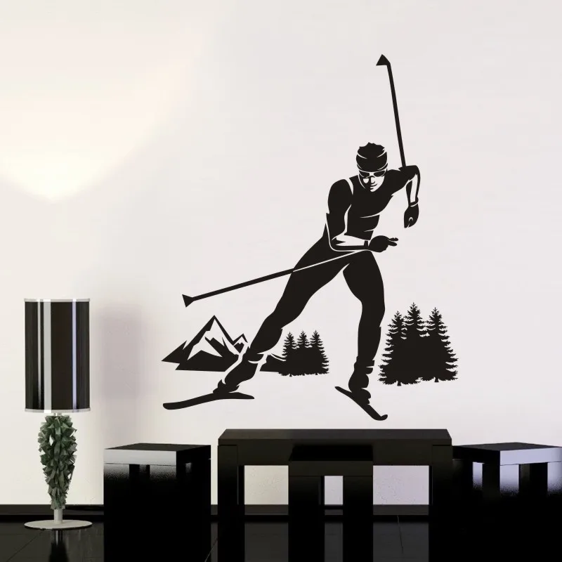 Ski Car Sticker Snowboarding Mountain Forest Decal Skiing Posters Board Vinyl Wall Decals Pegatina Decor Mural | Дом и сад