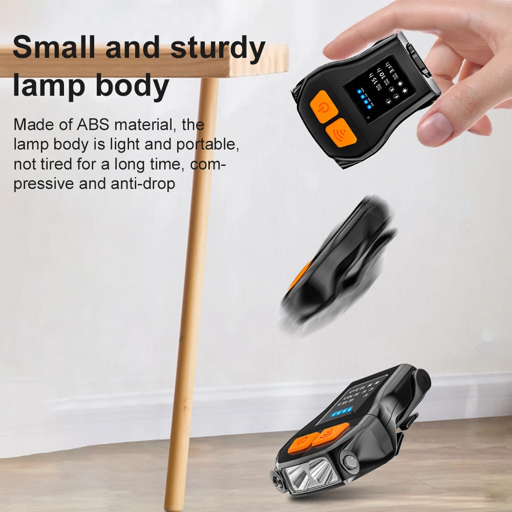 LED Cap Light Clip Hat Headlight Smart Wave Sensor Waterproof 90&deg; Rotation Fishing Cap Lamp USB Charging Head Lamp For Outdoor head flashlight,cob headlamp