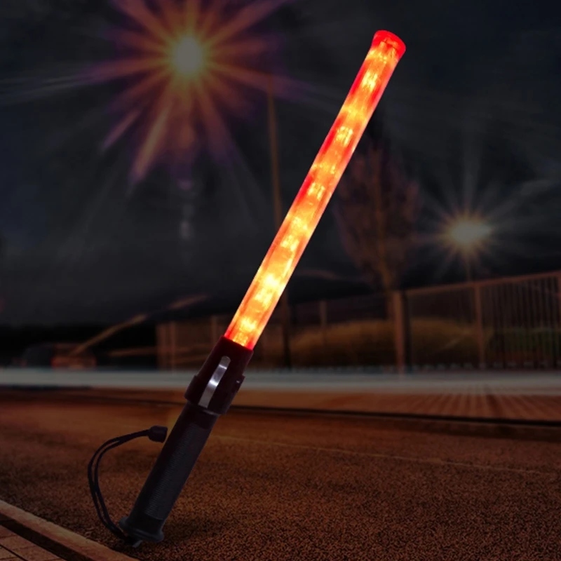 Plastic Traffic Wand Powerful LED Flashlight Torch 3 Modes Strobe Setting led flashlight