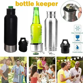 

6 Colors 304 Stainless Steel Beer Bottle Holder Cold Insulation Cover Portable Glass Bottle Protector with Metal Bottle Opener