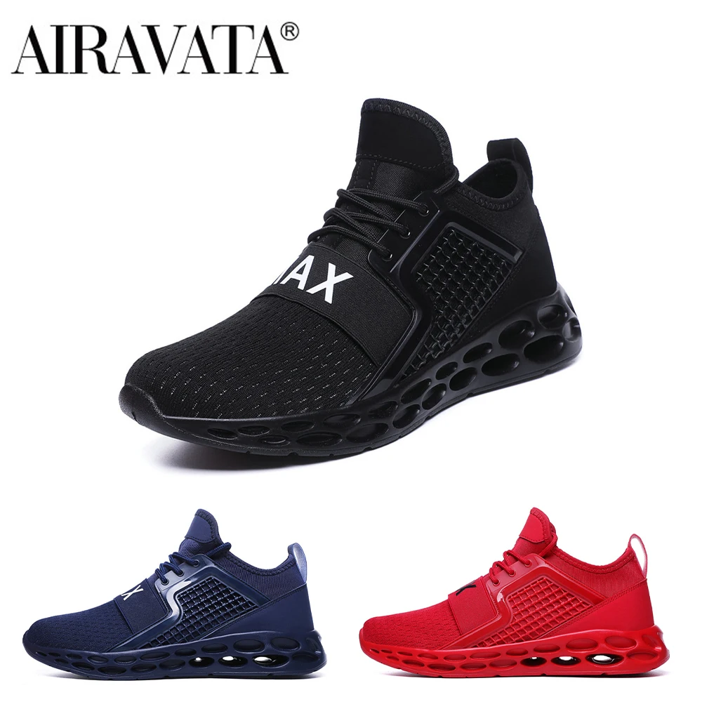 Airavata Men's Lace Up Non-slip Hollow Soft Sole Mesh Fly Woven Casual Breathable Sneakers Lightweight Running Shoes Large Size |