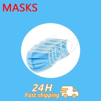 

50-100pcs 3 Layer Disposable Facial Mouth Masks Elastic Protective Face Mask Non-woven Anti Dust Respirator Surgical Mask FPP2