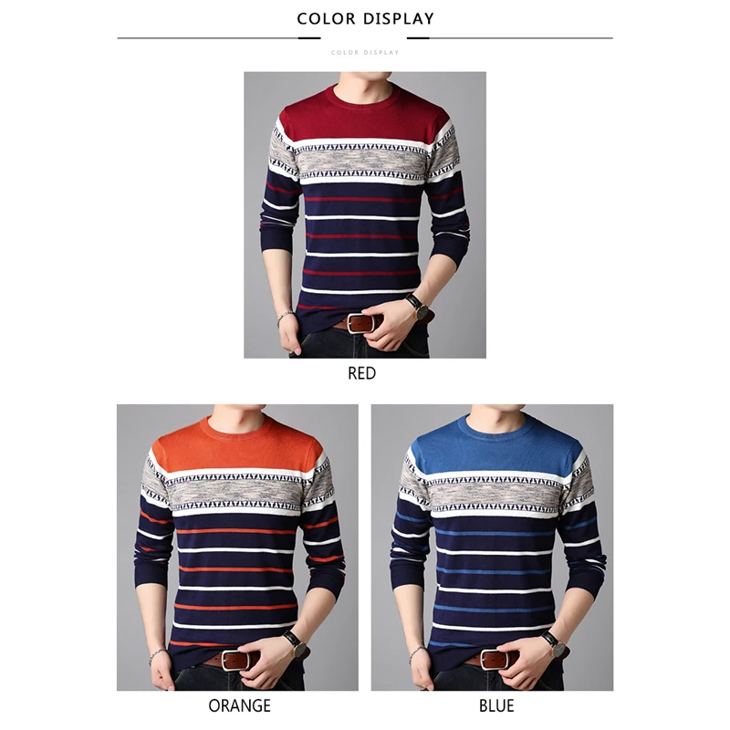 Cheap TFETTERS Brand-sweater 2019 Autumn Winter Warm Pullover Knitted Striped Sweater Striped Mens Knitwear Sweaters Clothing