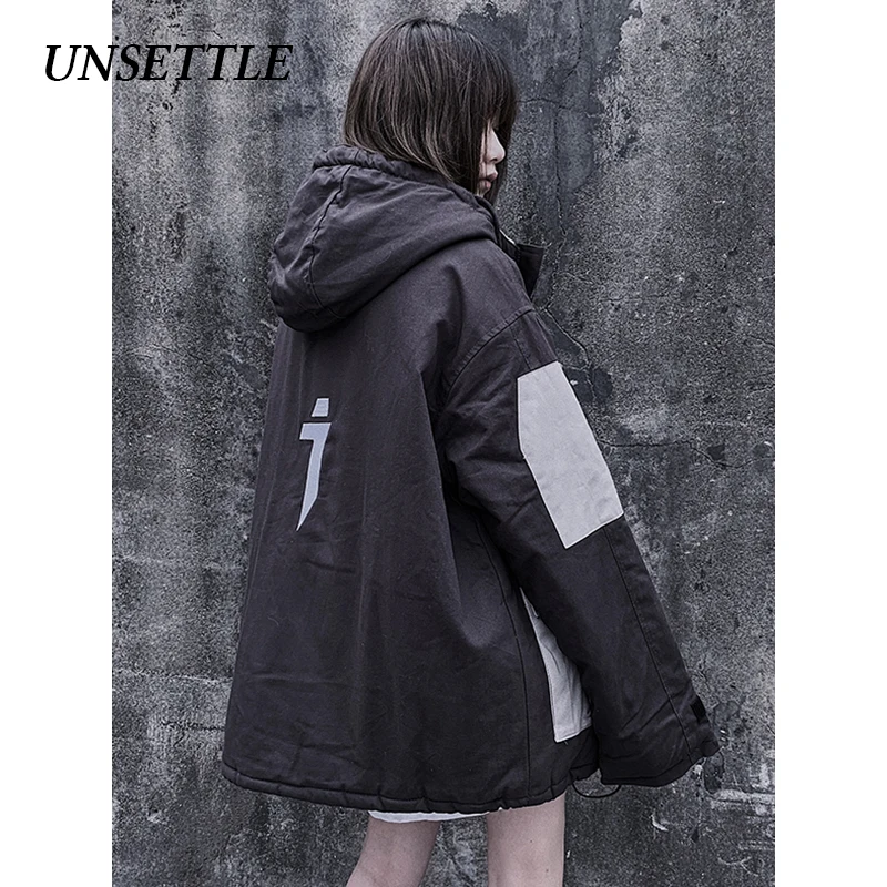 UNSETTLE, японская Мужская зимняя парка, теплые куртки, много карманов, с капюшоном, высокое качество, парка, верхняя одежда, хип-хоп Уличная одежда