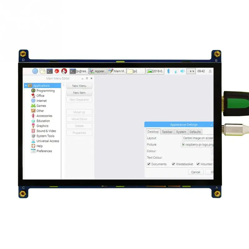 

for Raspberry Pi IPS Model B 7 Inches HDMI Touch Screen Display Monitor 1024 x 600 LCD Kit Support Black BB IPS USB interface
