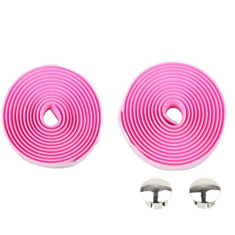 Велосипедная обертка ленты и две пробки для руля велосипеда Противоскользящий ремень цветной износ ремня противоскользящее оборудование для верховой езды - Цвет: pink