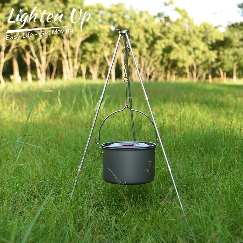Lighten Up Outdoor Tableware Caldero Set Big Capacity Aluminum Alloy Camping Picnic Hanging Cookware Tableware Pot Cooking Campfire Pot