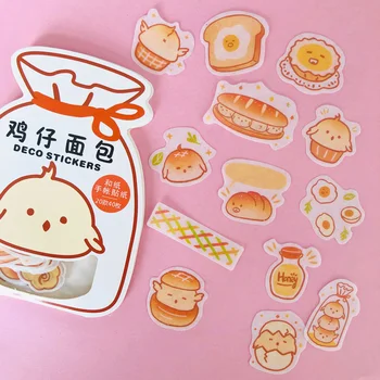 

40 pcs Kawaii Chicken Bread Washi Paper Decorative Sticker Decoration Stick Label