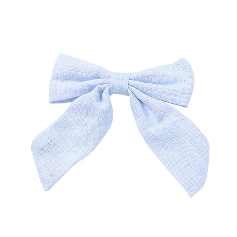Light Blue Новые стильные модные детские шпильки для волос, 14 цветов, милая Высококачественная форма банта, однотонная цветная ткань, заколка для волос - Цвет: Light Blue
