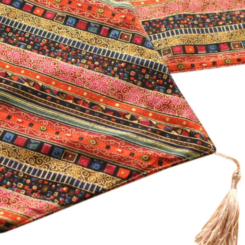 Стиль Юго-Восточной Азии Mixe-color Boho полосы настольный бегун кисточки хлопок, лен, декоративный настольный бегун украшения