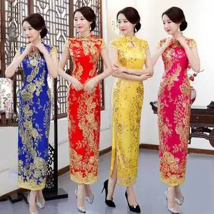 Перекрестная граница стиль бархат Cheongsam ретро Мода среднего возраста женское платье Улучшенный чёнсам платье женская
