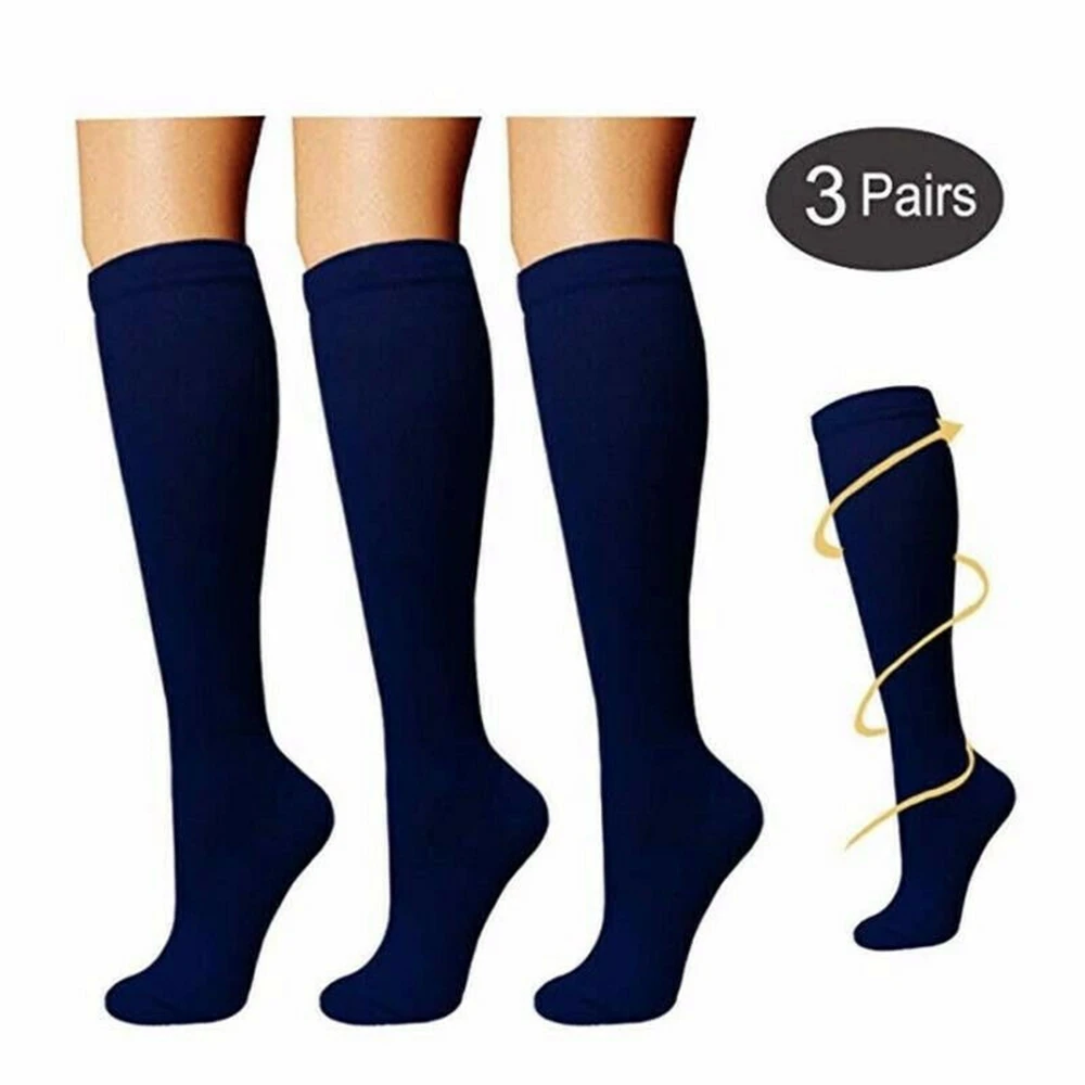 Компрессионные спортивные носки, градуированная поддержка ног, для мужчин и женщин, выше колена, много, с высокой трубкой, медицинская поддержка, для формирования ног, 3 пары