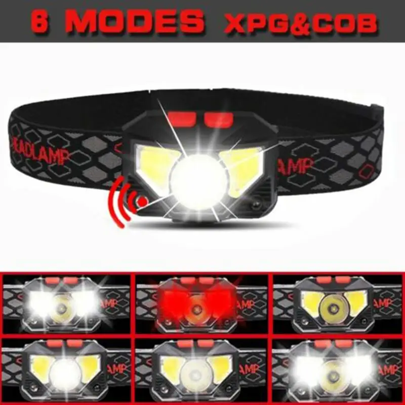 Head Torch Lamp Headlight Headlamp Rechargeable WaterResistant 800LM Black USB Sporting Goods Bicycle Bike Running Strong Light