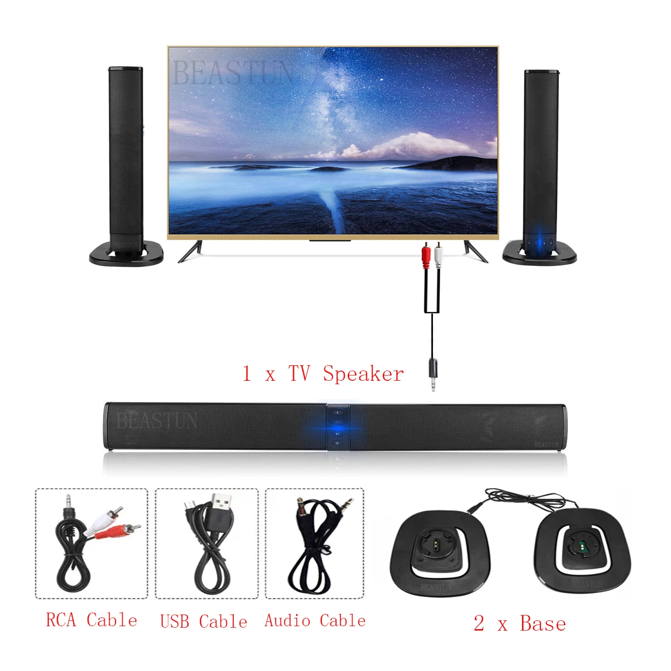 Detachable Speaker Multifunction Home Theater 3D Stereo Sound Bar Surround Speakers Bluetooth Subwoofer Split Soundbar for TV/PC |