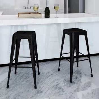 

Bar Stools 2pcs Square Black