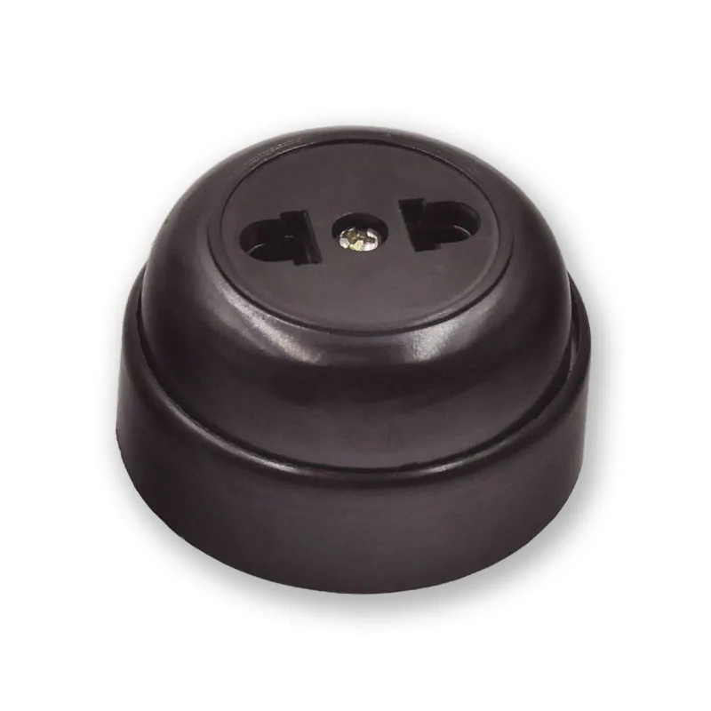 

4pcs Home Improvement Retro Round Mounted Socket Two Holes Vintage Wall Electric Socket 10A250V