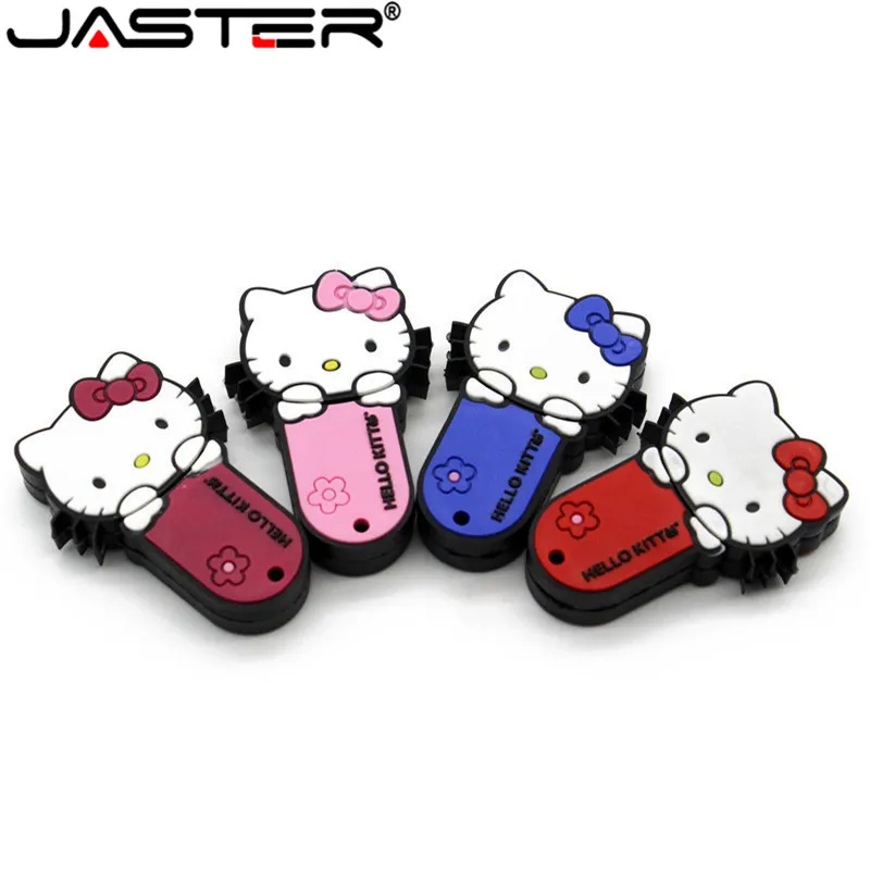 JASTER красочный usb-флеш-накопитель Hello Kitty флэш-накопитель cat специальный подарок мода мультфильм животное USB 2,0 32 Гб 16 Гб 64 Гб стиль оптом