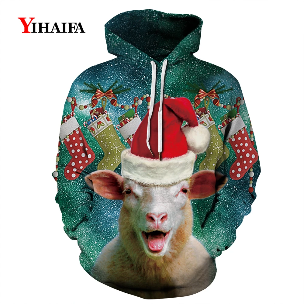 

Men Man Sweatshirt 3D Hoodies Funny Sheep Graphic Christmas Animal Streetwear Pullover Tracksuit Unisex Xmas Gift Tops