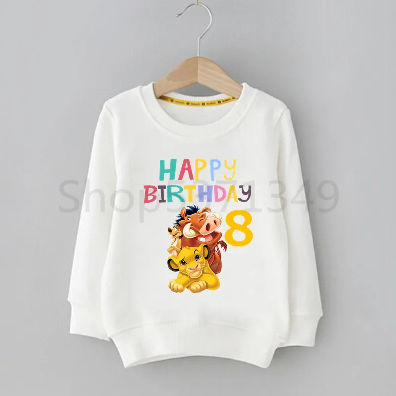 Simba с надписью «Happy Birthday», «Король Лев», «Number 1-10», милый забавный свитер с капюшоном для маленьких мальчиков и девочек детская модная одежда с длинными рукавами - Цвет: H
