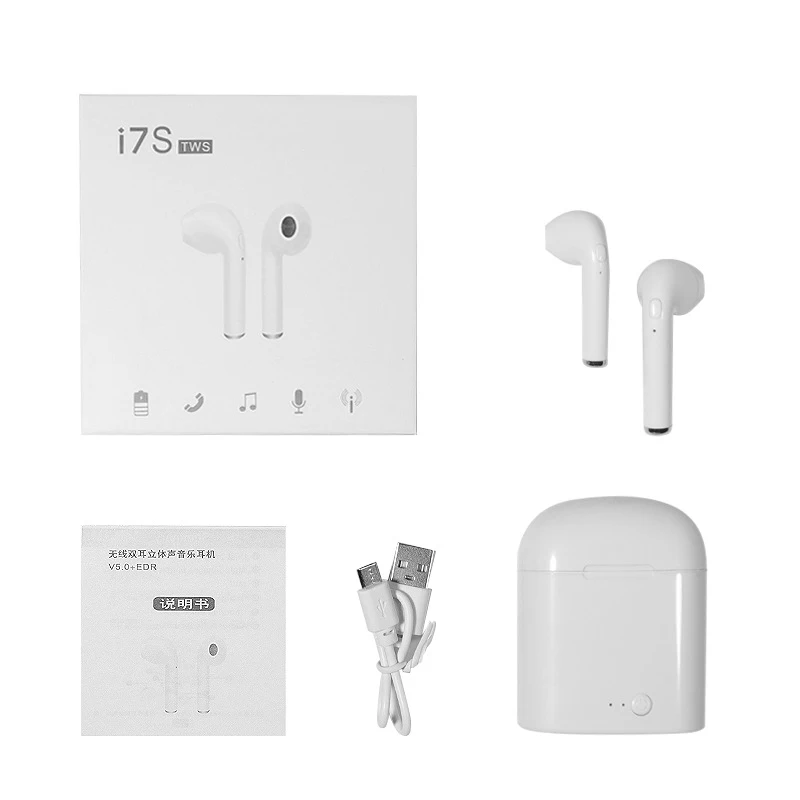 I7s Tws-вкладыши, стерео спортивные наушники, беспроводные Bluetooth наушники 5,0, наушники с микрофоном, бинауральная зарядка - Название цвета: Белый