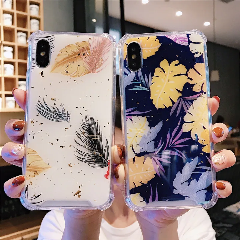 Цветочный силиконовый чехол для iPhone XR XS Max X блестящие золотые кружевные чехлы для телефонов с изображением цветов для iPhone 7 8 6 6s Plus противоударный чехол