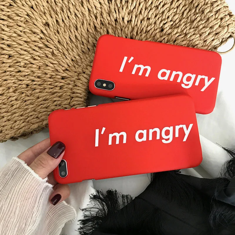 Красный матовый чехол Angry для iphone 8 8plus 7 Plus Чехлы Прозрачный телефона 6 S 6s X