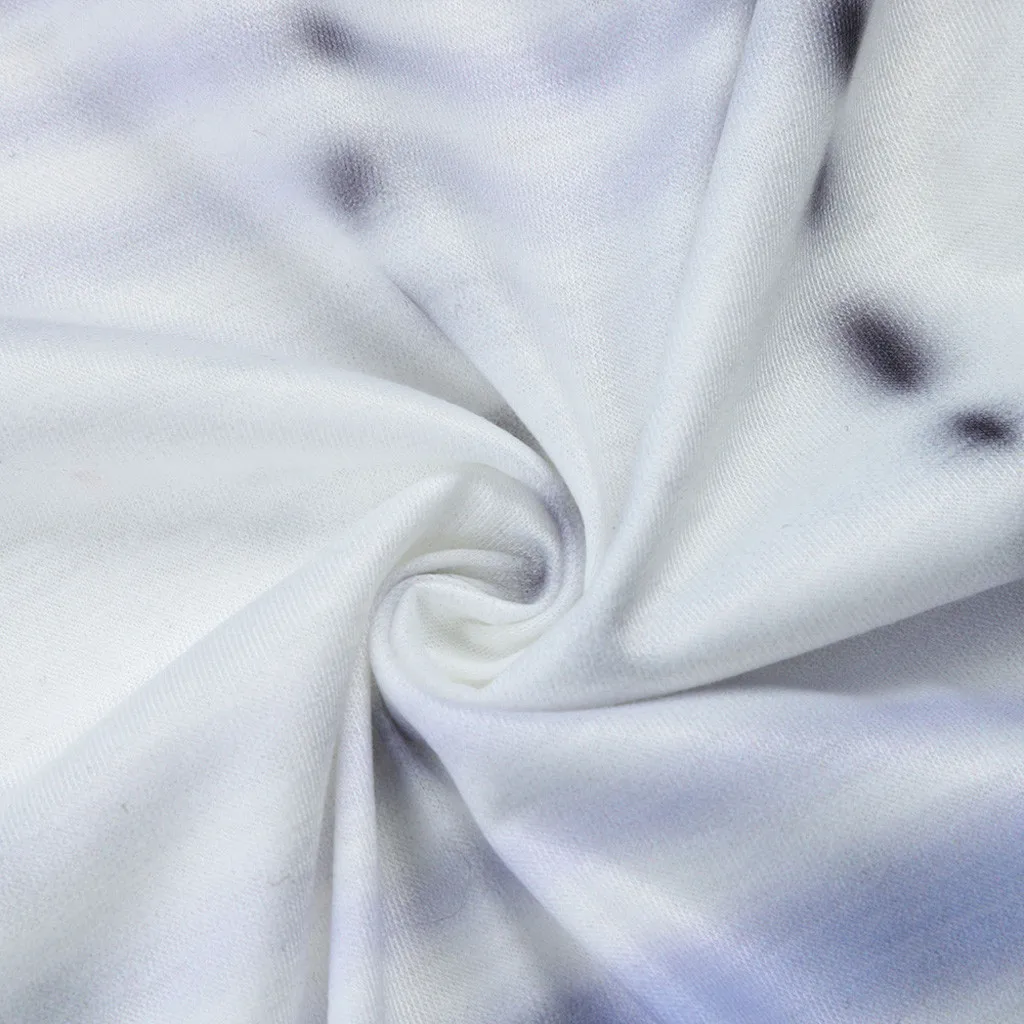 fashion Женская мода печать галстук-краситель Hi-Low открытый Кардиган с длинным рукавом плюс размер Асимметричный Топ Блузка Прямая July24