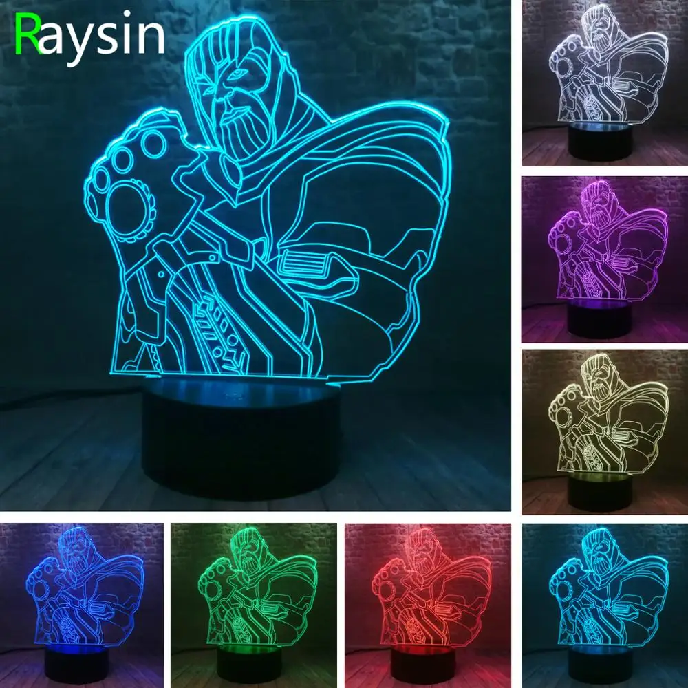 Светодиодный ночник Мстители эндшпиль Thanos Infinity Gauntlet 7 цветов светодиодный
