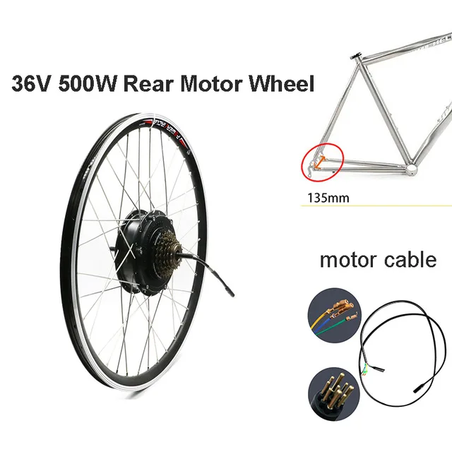 36V 500W Rear Набор для переоборудования электровелосипеда бесщеточный мотор ступицы колеса 36 В 250W500W комплект для электрического велосипеда - Цвет: 36V 500W Rear