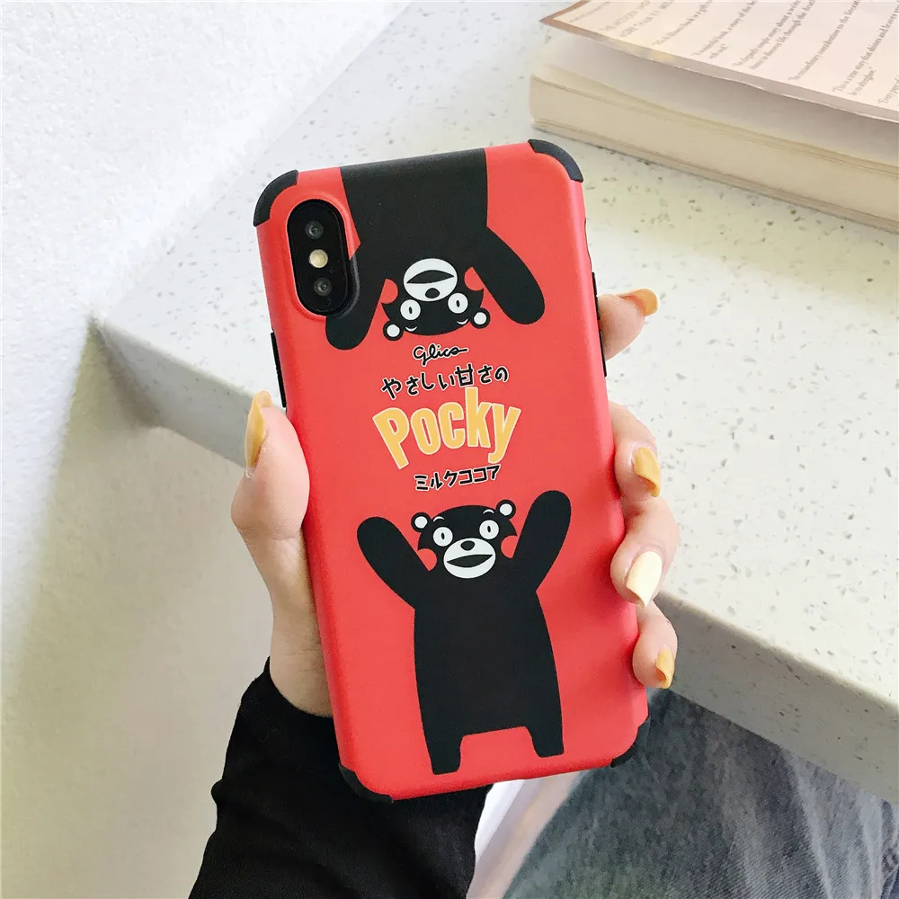 Kumamon медведь противоударный чехол для телефона для iphone 11 pro 6s 7 8 plus X XR XS MAX Прекрасный японский аниме pocky телефон защитный чехол - Цвет: A