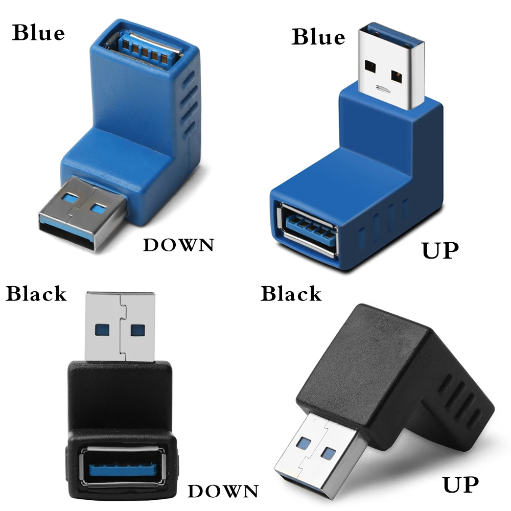 90 градусов USB 3 0 A штекер гнездо левый и правый угловой адаптер AM/AF разъем для
