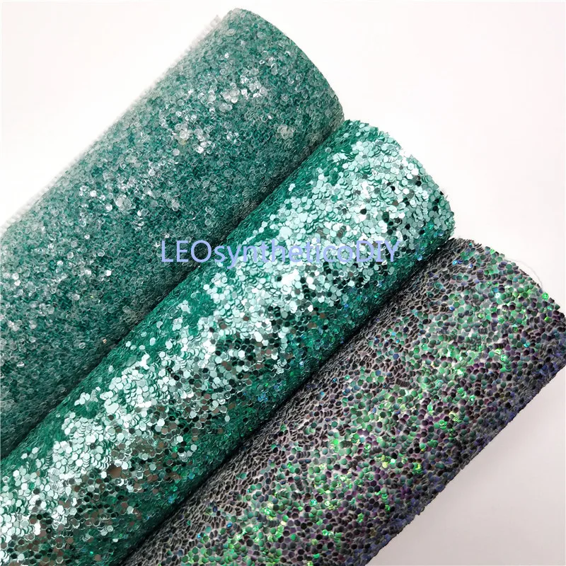 

Mini Roll 30x134CM GREEN Glitter Fabirc, Chunky Glitter Leather, Glitter Leather Roll For Making Bows LEOsyntheticoDIY SK016