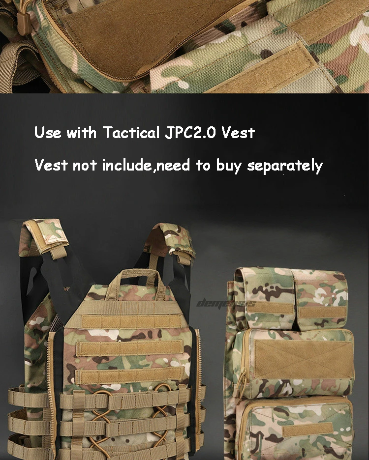 Outdoor Hunting Vest Bag JPC Tactical Vest Zipper-on Pouch Bag Military Airsoft Shooting Vest Zip-on Panel Bag Backpacks