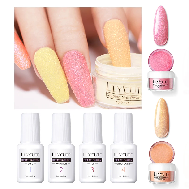 

LILYCUTE Set Dipping Nail Glitter Powder Set Gradient French Nail Powder Kit Colorful Natural Dry Pigment 2/3/4/8Pcs
