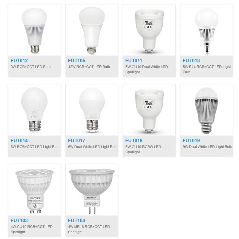 

2.4G Mi boxer LED Spot light Various Kinds RGBW RGB+CCT Dual White Bulb Lamp GU10 E27 MR16 4W 5W 6W 9W 12W LED Smart Bulb
