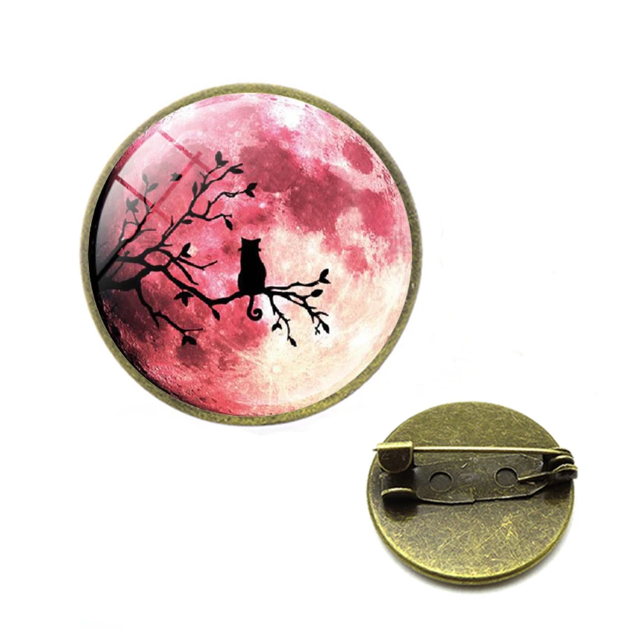 Хит броши в виде полнолуния черная кошка на три дерева астрономия брошь жуткого