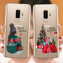 Новогодний Рождественский Санта Клаус снежный олень силиконовый чехол с бантом для Samsung Galaxy S6 S7 Edeg S8 S9 Plus S10 Plus Note 9 S10 Lite