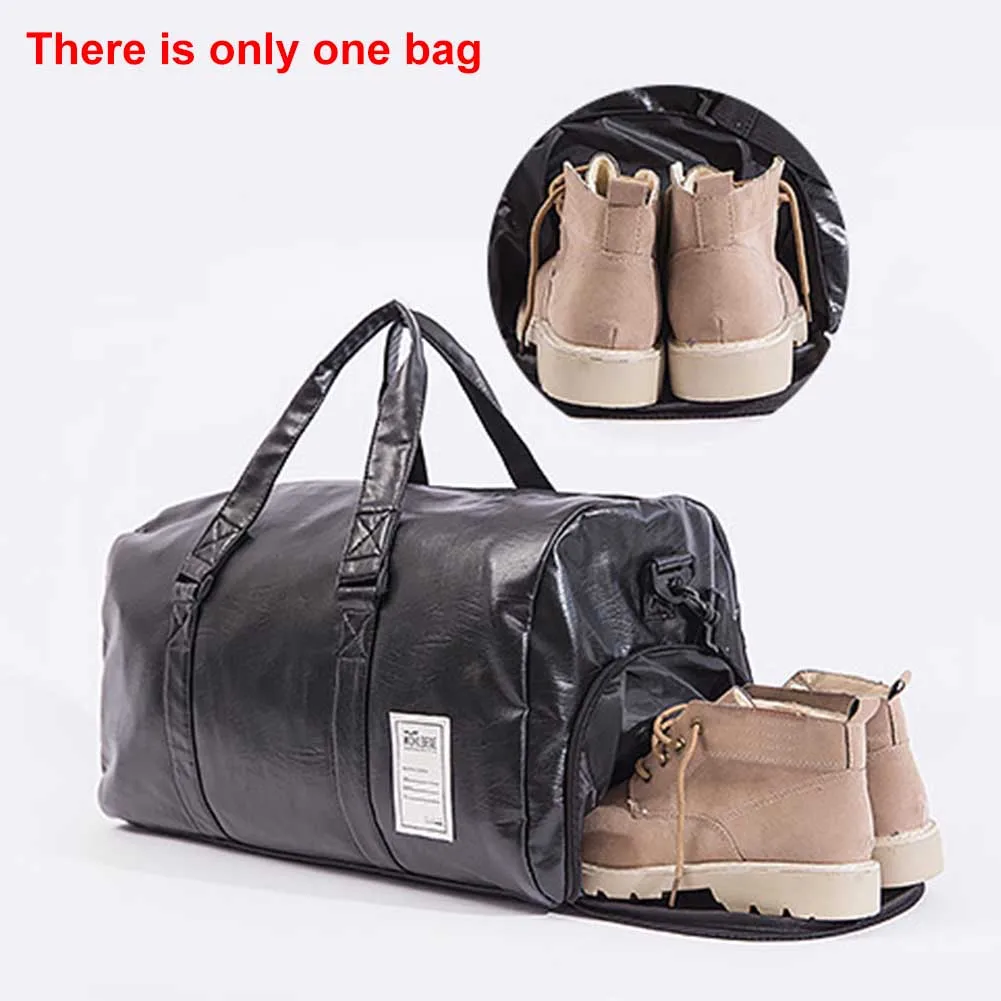 Men PU Waterproof Large Capacity Handbag Crossbody Tote Casual Organizer Fitness Multifunction Travel Bag Faux Leather Portable