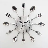 [Manufacturers Direct Selling] Color Metal Knife And Fork Clock-Style Kitchen Wall Clock Creative Cool New Style Living Room Wal