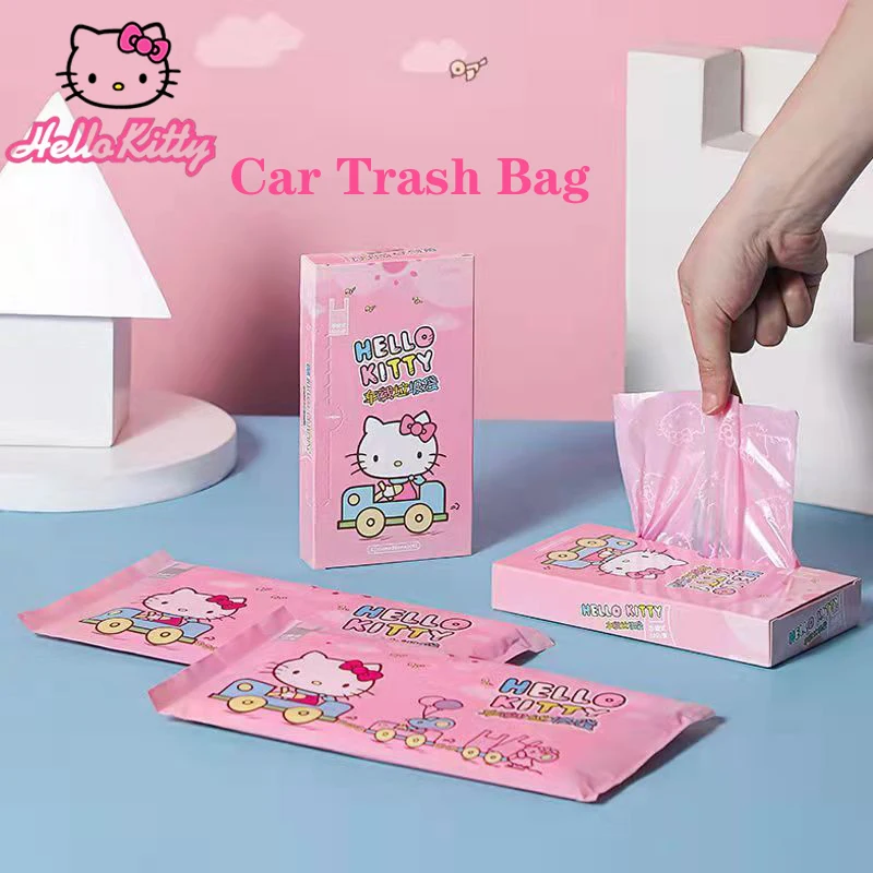 

Hello Kitty Car Garbage Bag Pink Printing Net Red Newest Medium Small Thickened Vest Plastic Trash Bag Girls Plush Toys Gift