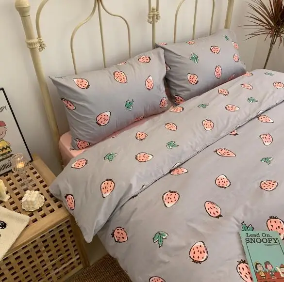 BXX038-P Baby Bedding Set Duvet Cover 4pcs/set Bed Sheet Pillowcase cotton 200*230cm Kids Bedding Cartoon Printing BXX038 - Цвет: BXX038-P