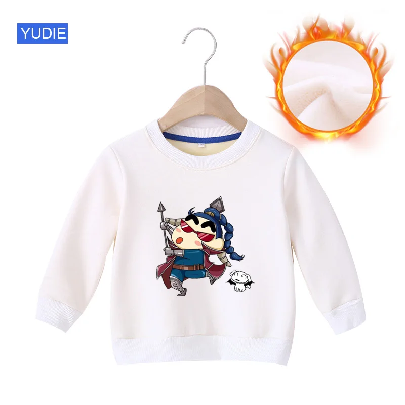 Детские толстовки с капюшоном Crayon Shinchan; зимняя теплая хлопковая детская одежда для маленьких мальчиков и девочек; крутой пуловер для маленьких мальчиков
