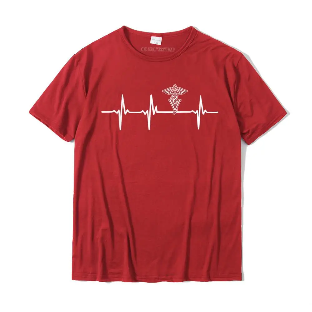 Printed On Slim Fit Summer Autumn 100% Cotton Crewneck Men Tops Shirt Street Tees Funny Short Sleeve T-shirts Wholesale Veterinary Caduceus Heartbeat Veterinarian Vet Tech T-Shirt__MZ16386 red