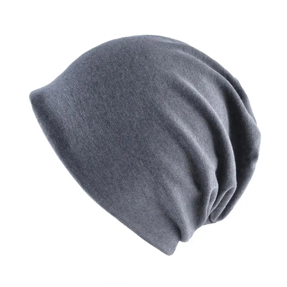 Мужские Женские Skullies Beanies шляпы весна-осень для верховой езды ветрозащитная теплая Кепка s для мужчин одноцветная хлопковая кепка шапки-унисекс - Цвет: Темно-серый