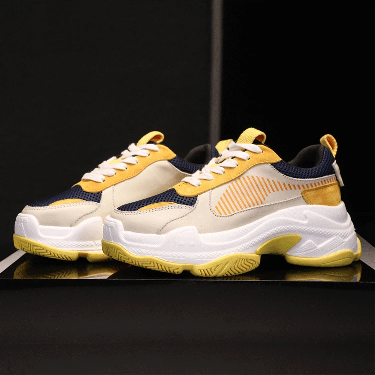 Buono Scarpe/спортивная обувь из сетчатого материала для папы; женские кроссовки на платформе и шнурках; женская обувь из натуральной кожи; брендовые кроссовки