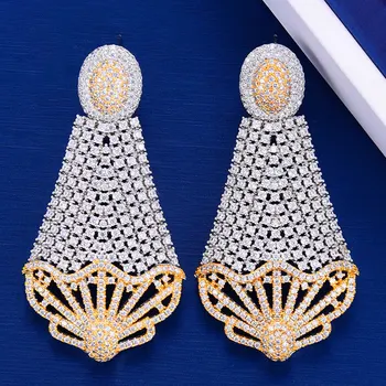 

GODKI 64MM BIG BOLD Lotus Flower Dangle Earrings For Women Wedding Cubic Zirconia DUBAI Bridal Earring Jewelry Accessories 2020