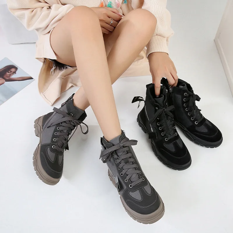 

Small New Style Versatile Martin Boots WOMEN'S Boots Handsome Thick Bottomed Spring And Autumn Single Boots Autumn Winter Large