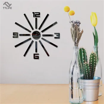 

Digital Wall Clock Decoration Mirror Wall Stickers Home Decorative Accessories 3D DIY Living Room Wall Decals 20x10cm Wall Decor