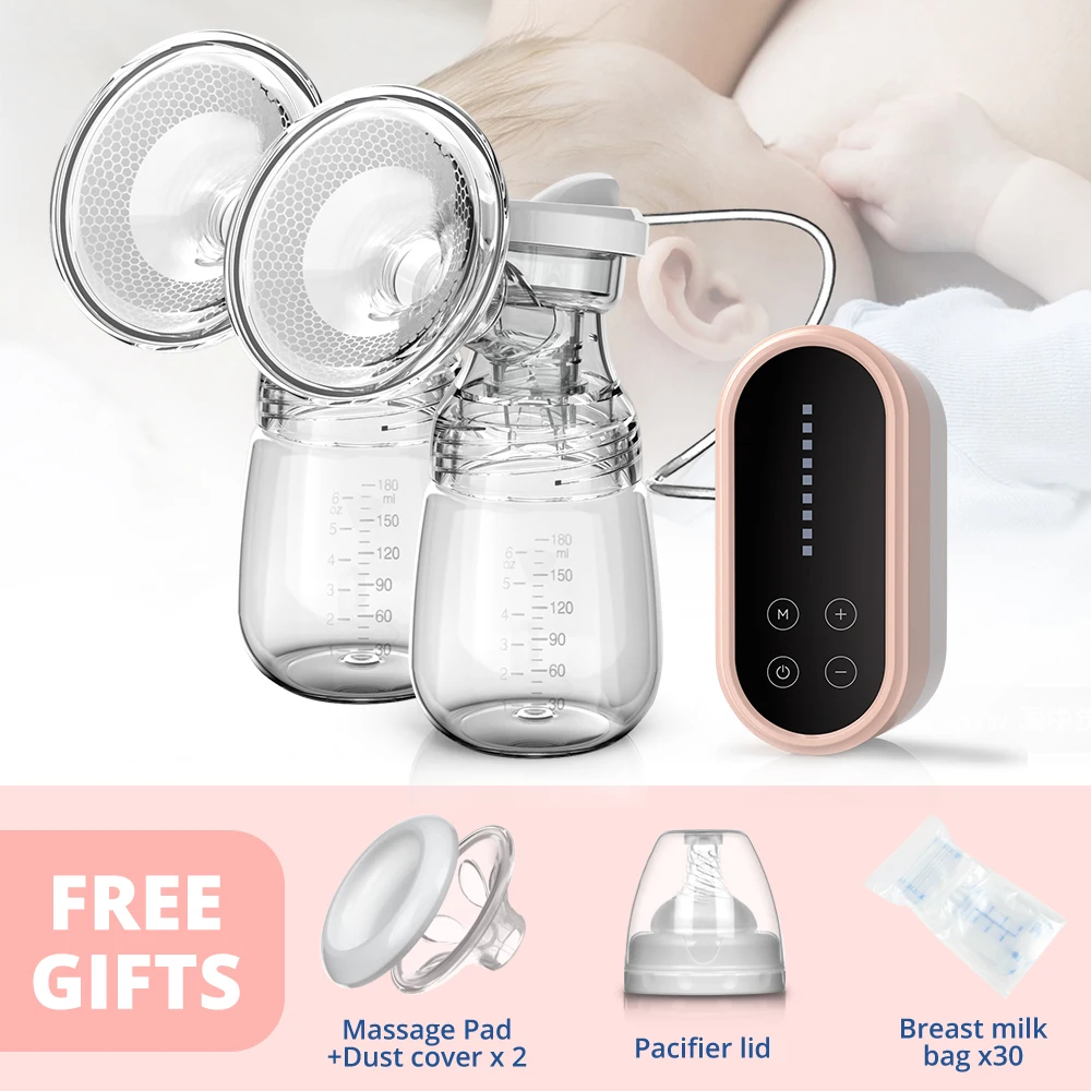 NEW Electric Protable Dual Breastfeeding Milk Pump Breast Pump Mirror Touchscreen LED Display Charged By USB Mute NO BPA Electric breast pumps classic Electric breast pumps